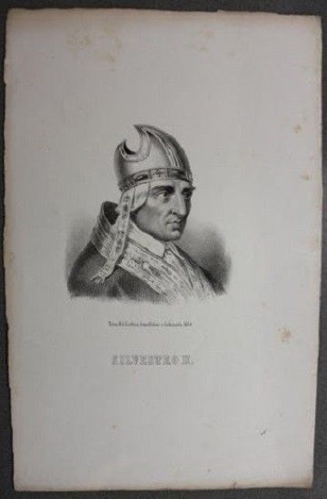 Stampa Incisione d' epoca - Ritratto di Ritratto di Silvestro …