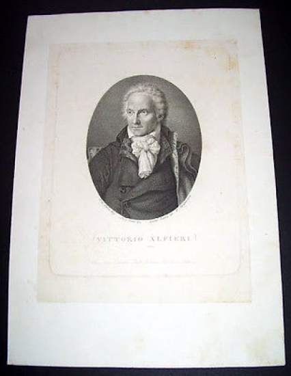 Stampa Incisione d' epoca - Ritratto di Vittorio Alfieri - …