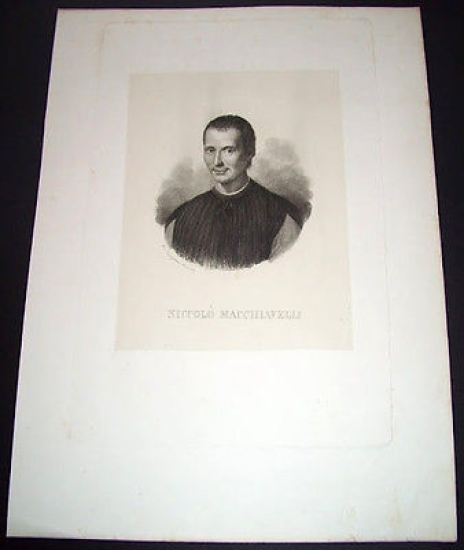 Stampa Incisione d' epoca Ritratto di Niccolò Macchiavelli / Incisore …