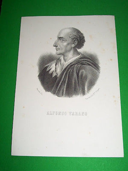 Stampa Incisione d' epoca Tipografia Doyen Torino - Alfonso Varano …