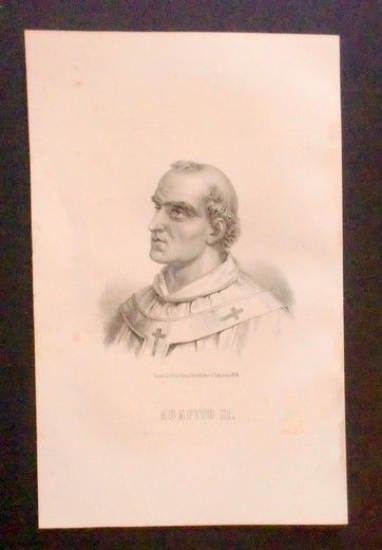 Stampa Incisione epoca - Ritratto di Agapito II - 1855 …