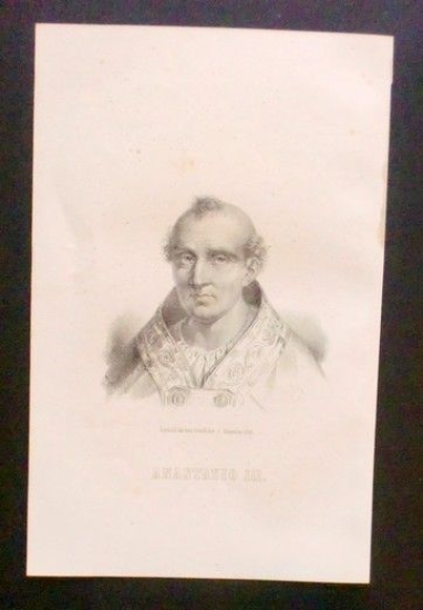 Stampa Incisione epoca - Ritratto di Anastasio III - 1855 …