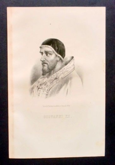 Stampa Incisione epoca - Ritratto di Giovanni XX - 1855 …