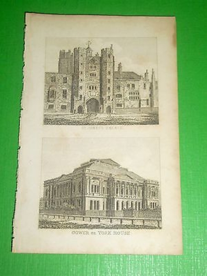 Stampa Incisione Gran Bretagna St. James's Palace / Gower or …
