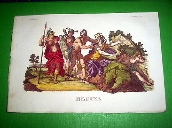 Stampa Incisione Mitologia - MEDUSA - 1700 ca