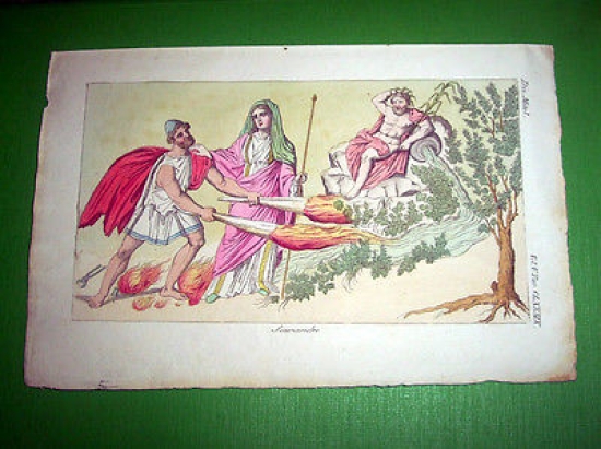 Stampa Incisione Mitologia - SCAMANDRO - 1700 ca