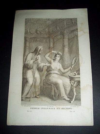 Stampa Incisione Mitologia - Semele ingannata da Giunone - 1800 …