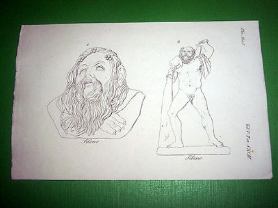 Stampa Incisione Mitologia - SILENO - 1700 ca