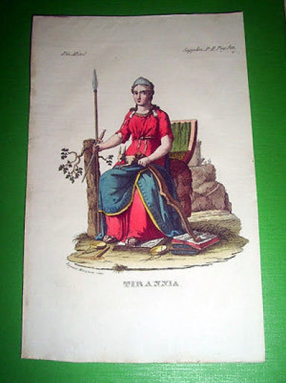 Stampa Incisione Mitologia - TIRANNIA - 1700 ca
