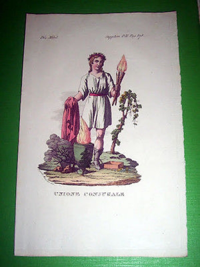 Stampa Incisione Mitologia - Unione Coniugale - 1700 ca