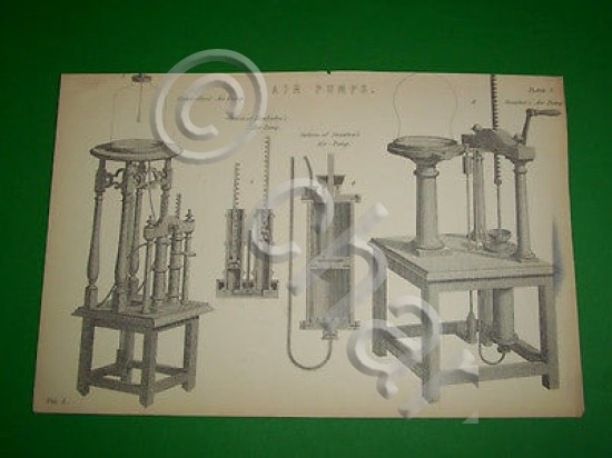 Stampa Incisione Scienza e Tecnica - AIR PUMPS - 1900 …
