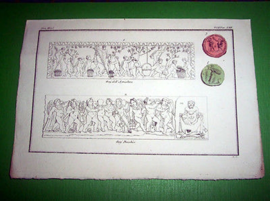 Stampa Incisione Storia e Mitologia - Geni dell' Agricoltura 1700 …