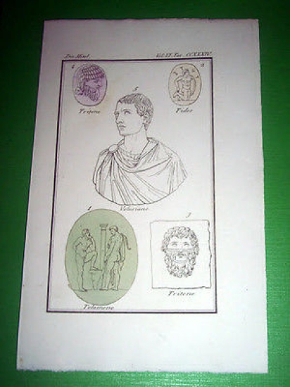 Stampa Incisione Storia e Mitologia - Tritone Tideo Volusiano - …