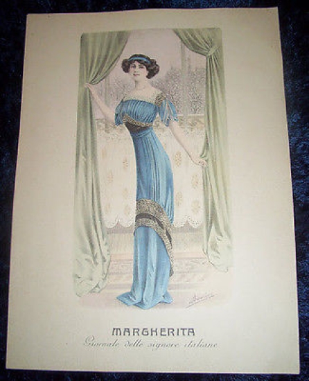 Stampa Litografia d' Epoca Originale - Moda Abiti Donna A32 …