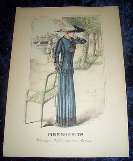 Stampa Litografia d' Epoca Originale - Moda Abiti Donna A46 …