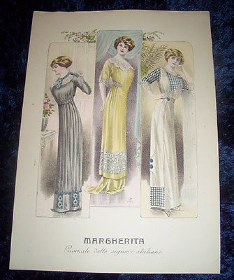 Stampa Litografia d' Epoca Originale - Moda Abiti Donna A50 …