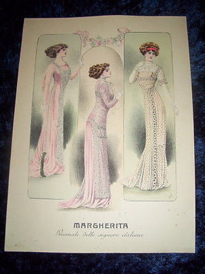 Stampa Litografia d' Epoca Originale - Moda Abiti Donna A53 …