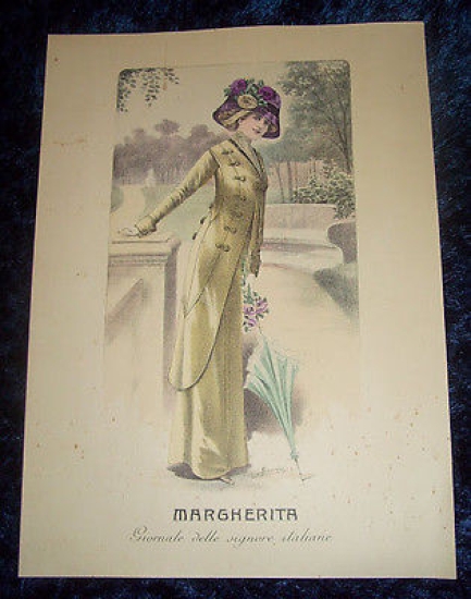 Stampa Litografia d' Epoca Originale - Moda Abiti Donna A58 …