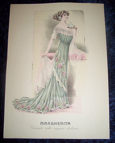 Stampa Litografia d' Epoca Originale - Moda Abiti Donna A64 …