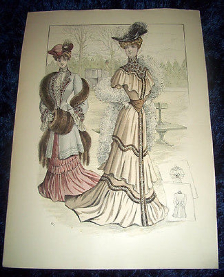 Stampa Litografia d' Epoca Originale - Moda Abiti Donna B48 …