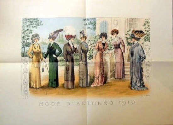 Stampa Litografia Moda Donna Figurino - Mode d' Autunno 1910