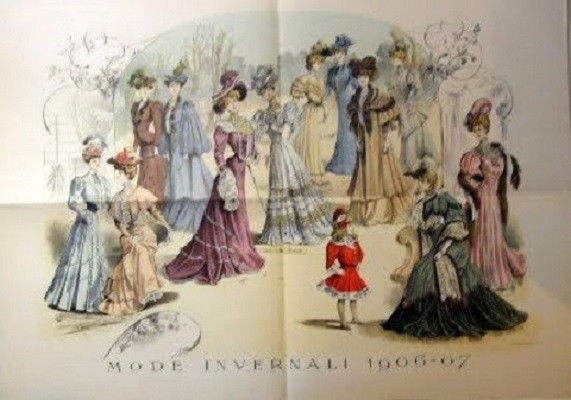 Stampa Litografia Moda Donna Figurino - Mode Invernali 1906 1907