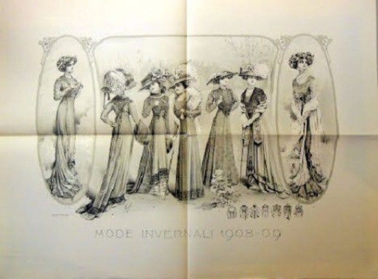 Stampa Litografia Moda Donna Figurino - Mode Invernali 1908 - …