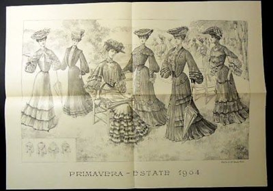Stampa Litografia Moda Donna Figurino - Primavera Estate 1904