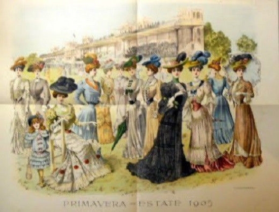 Stampa Litografia Moda Donna Figurino - Primavera Estate 1905