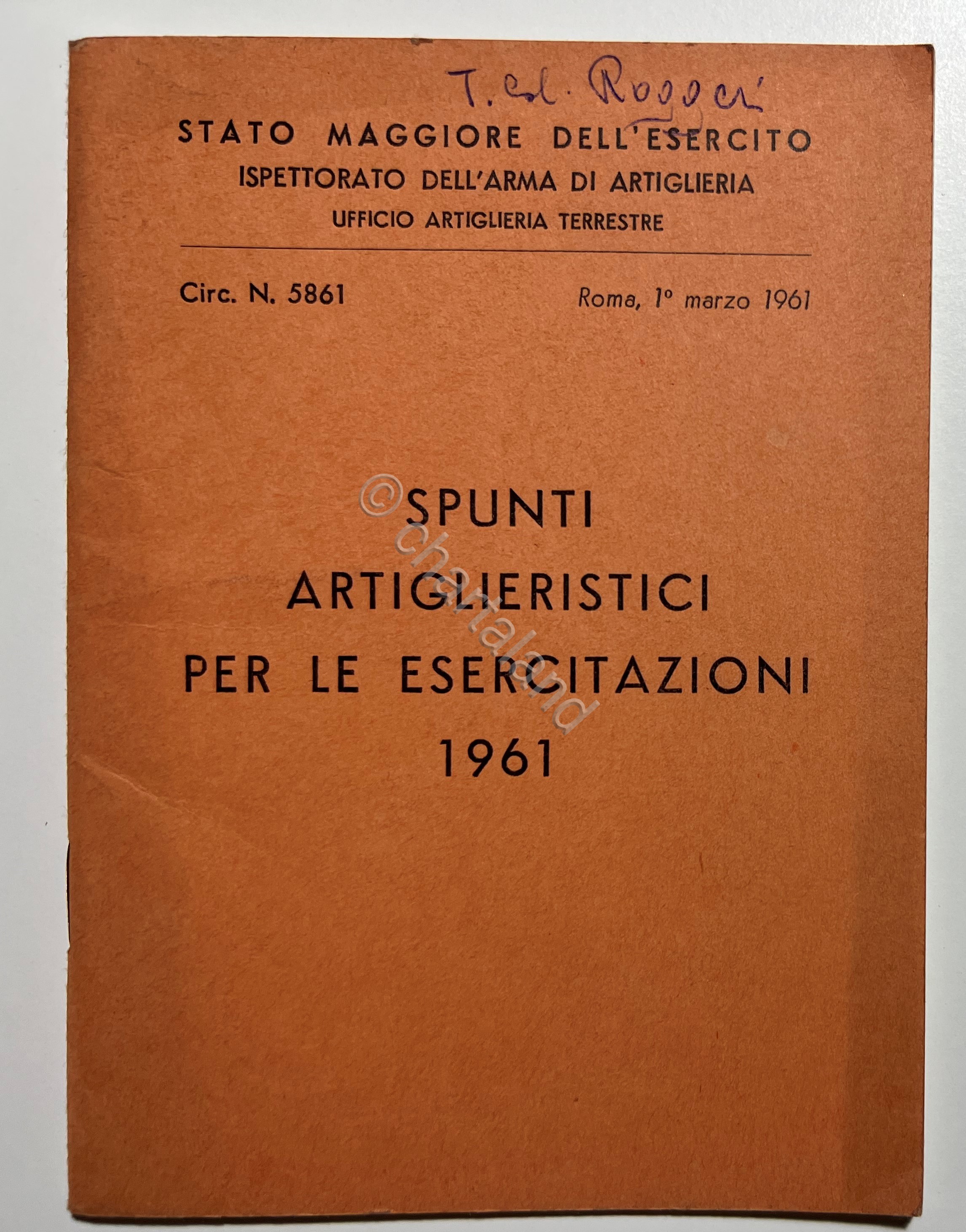 Stato Maggiore Esercito N. 5861 Spunti Artiglieristici per le Esercitazioni …