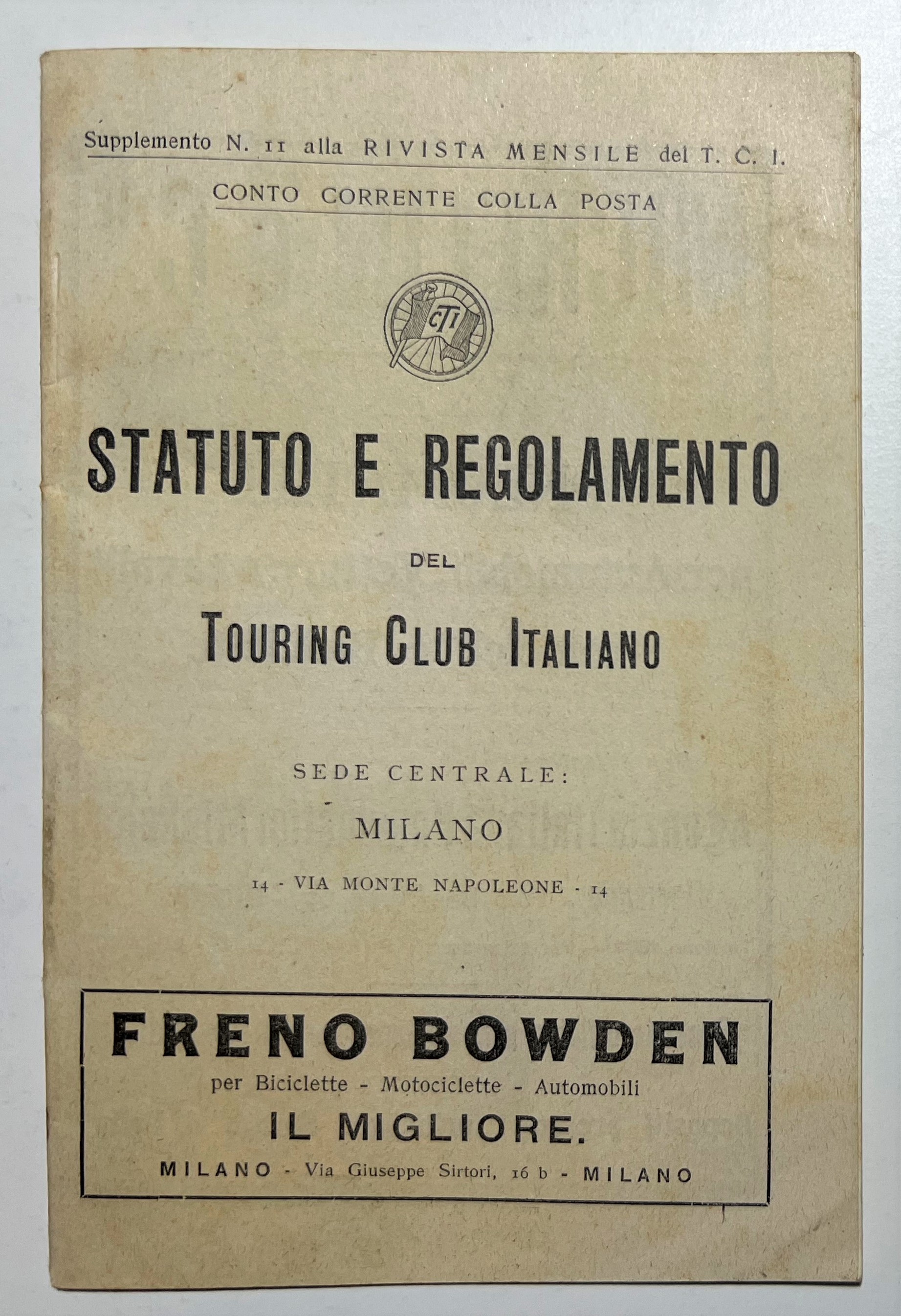 Statuto e Regolamento del Touring Club Italiano 1904