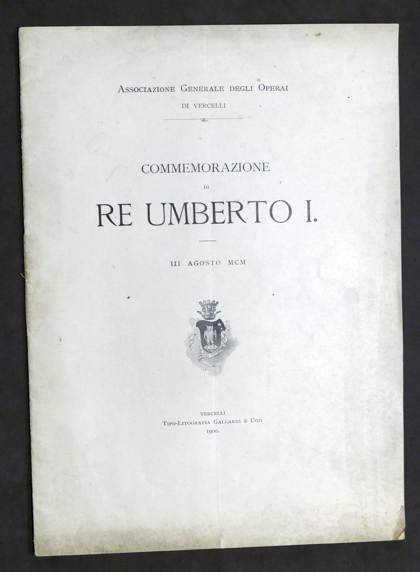 Storia - Commemorazione di Re Umberto I - Operai di …