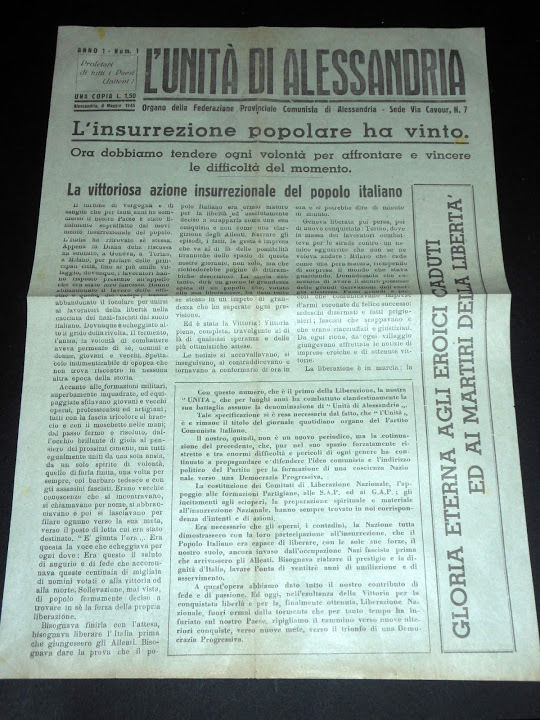 Storia Comunismo Giornale L' Unità di Alessandria anno 1, n. …
