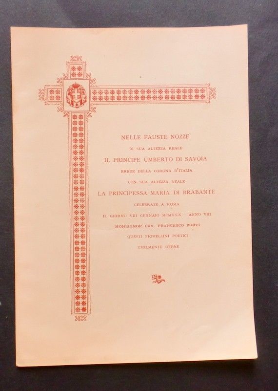 Storia Contemporanea - Nozze Savoia Umberto Maria Josè - 1930