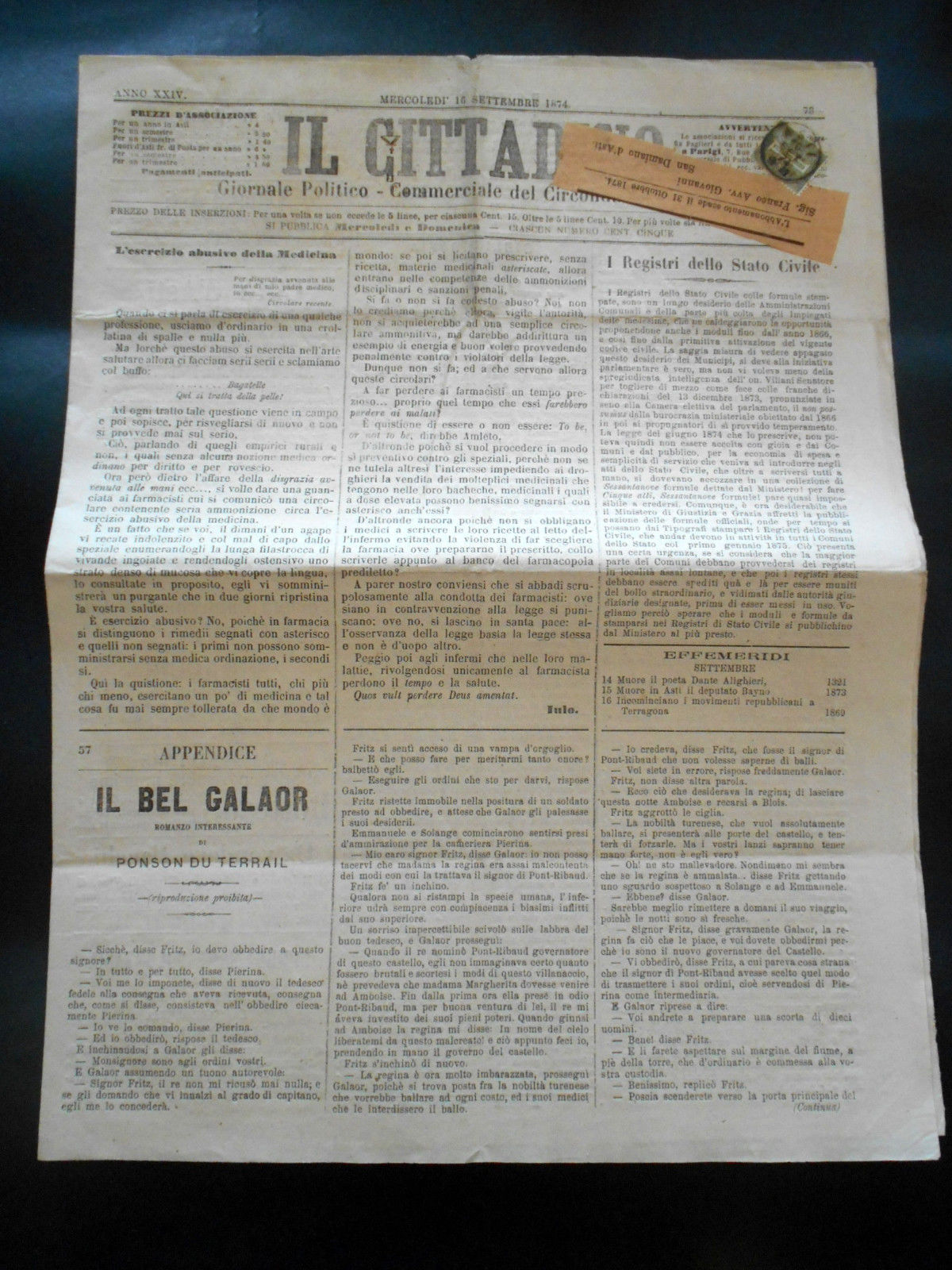 Storia Locale Asti - Giornale Il Cittadino - n. 73 …