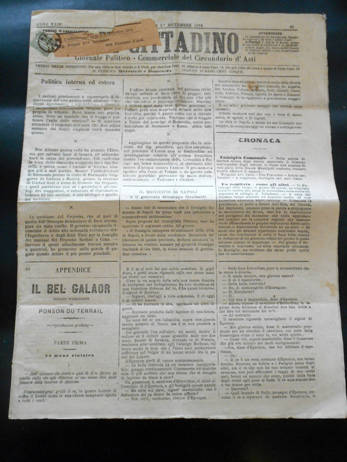 Storia Locale Asti - Giornale Il Cittadino - n. 86 …