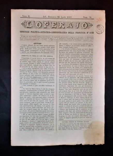 Asti - Giornale L'Operajo (operaio) - N° 30 - Anno …
