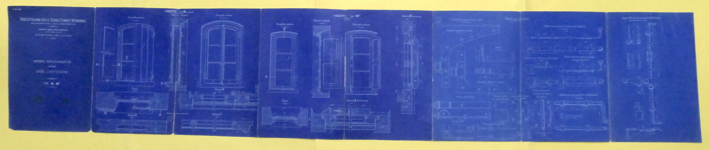 Strade Ferrate Meridionali Cianotipia imposte finestre Case Cantoniere 1930 ca.