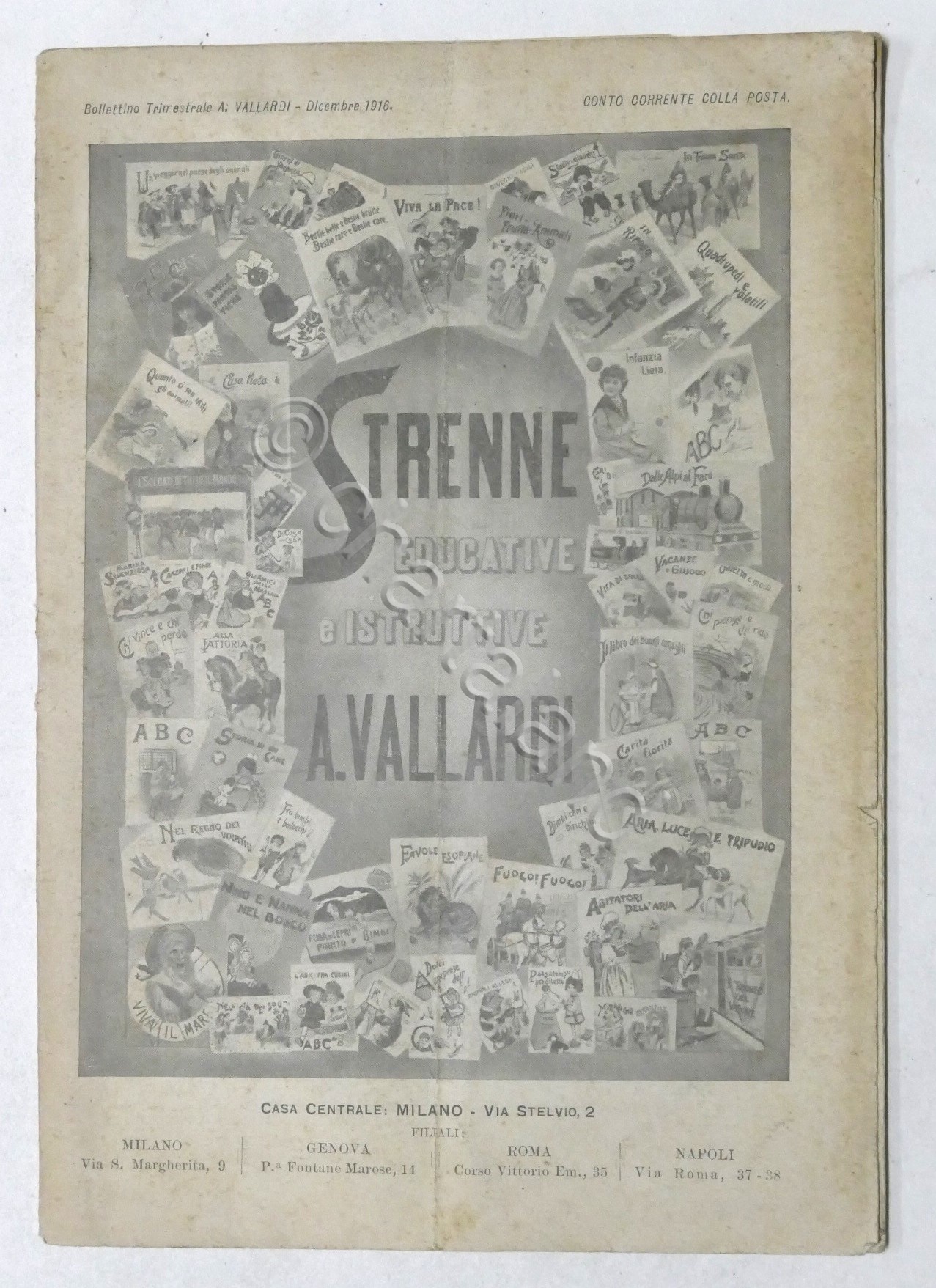 Strenne educative e istruttive A. Vallardi Bollettino Trimestrale Dicembre 1916