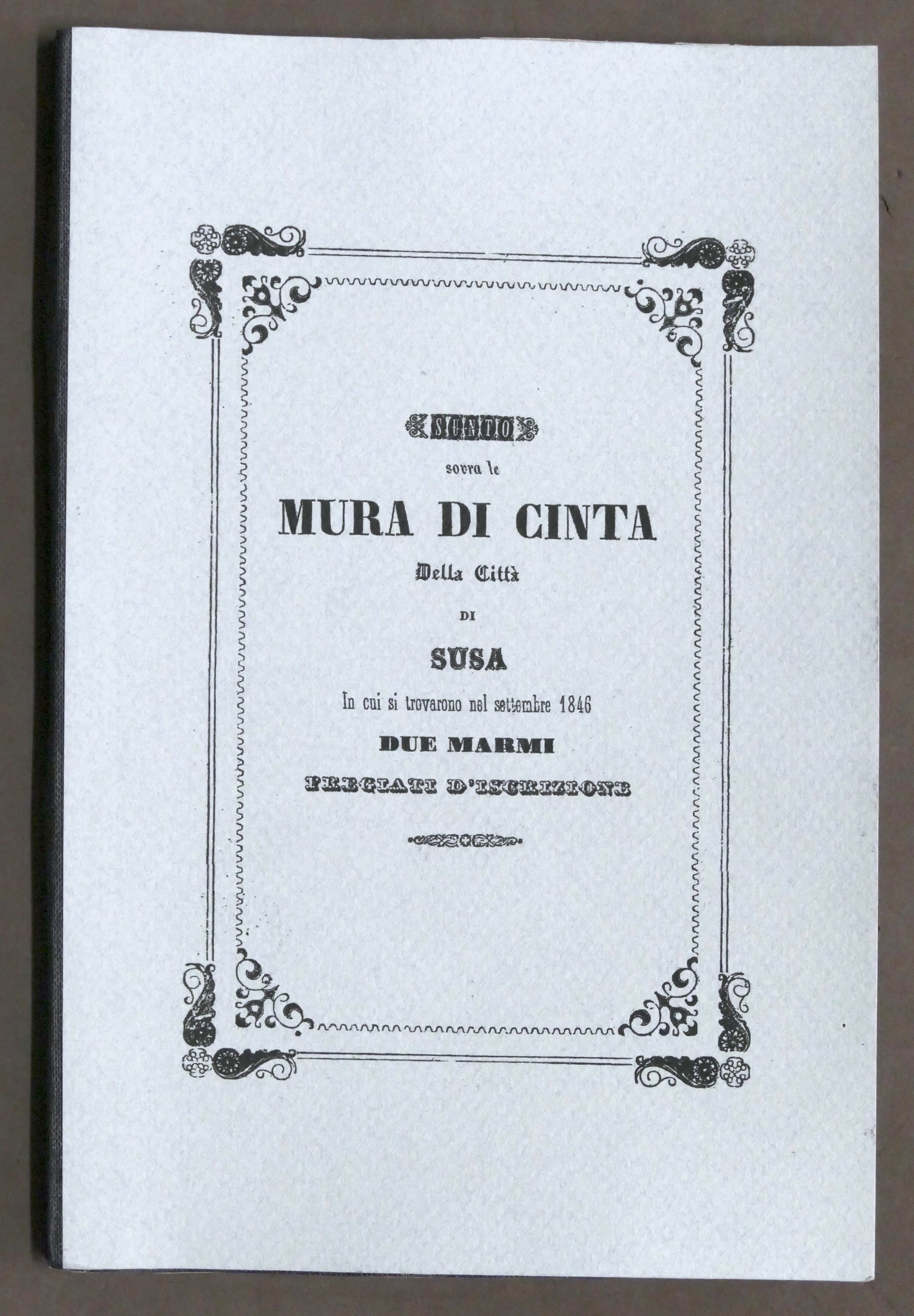 Sunto sovra le mura di cinta della città di Susa …