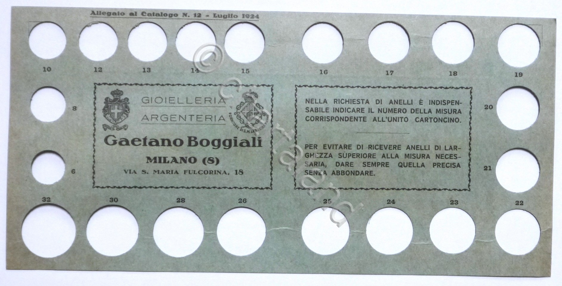 Tabella misura dita anelli - Gioielleria Gaetano Boggiali - Milano …