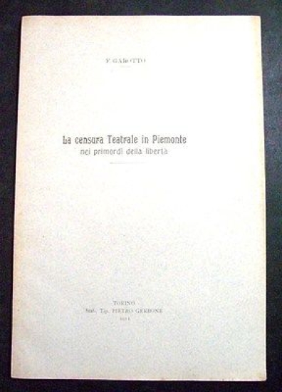 Teatro - F. Gabotto - La censura teatrale in Piemonte …