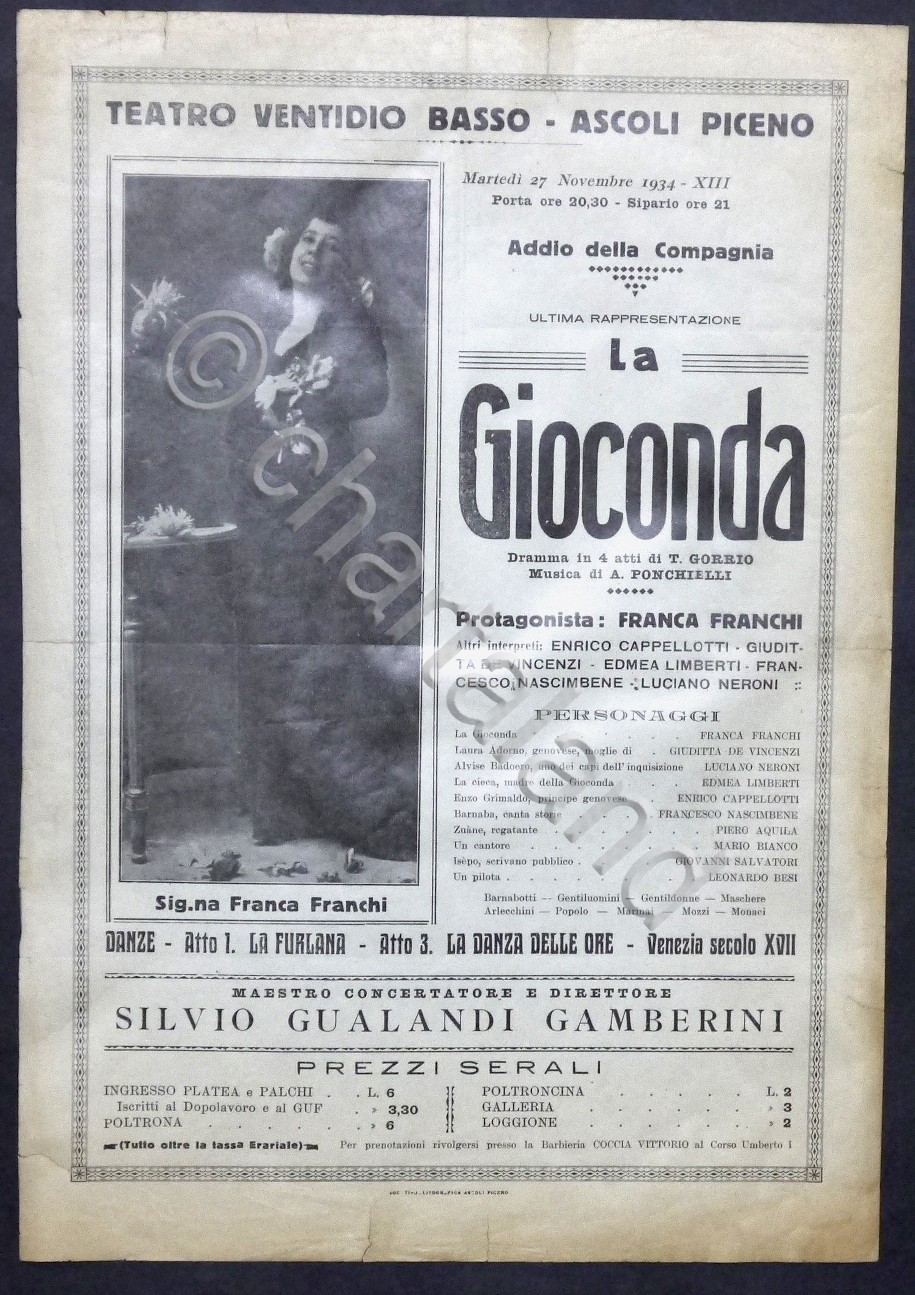 Teatro Ventidio Basso di Ascoli Piceno - Locandina dramma La …