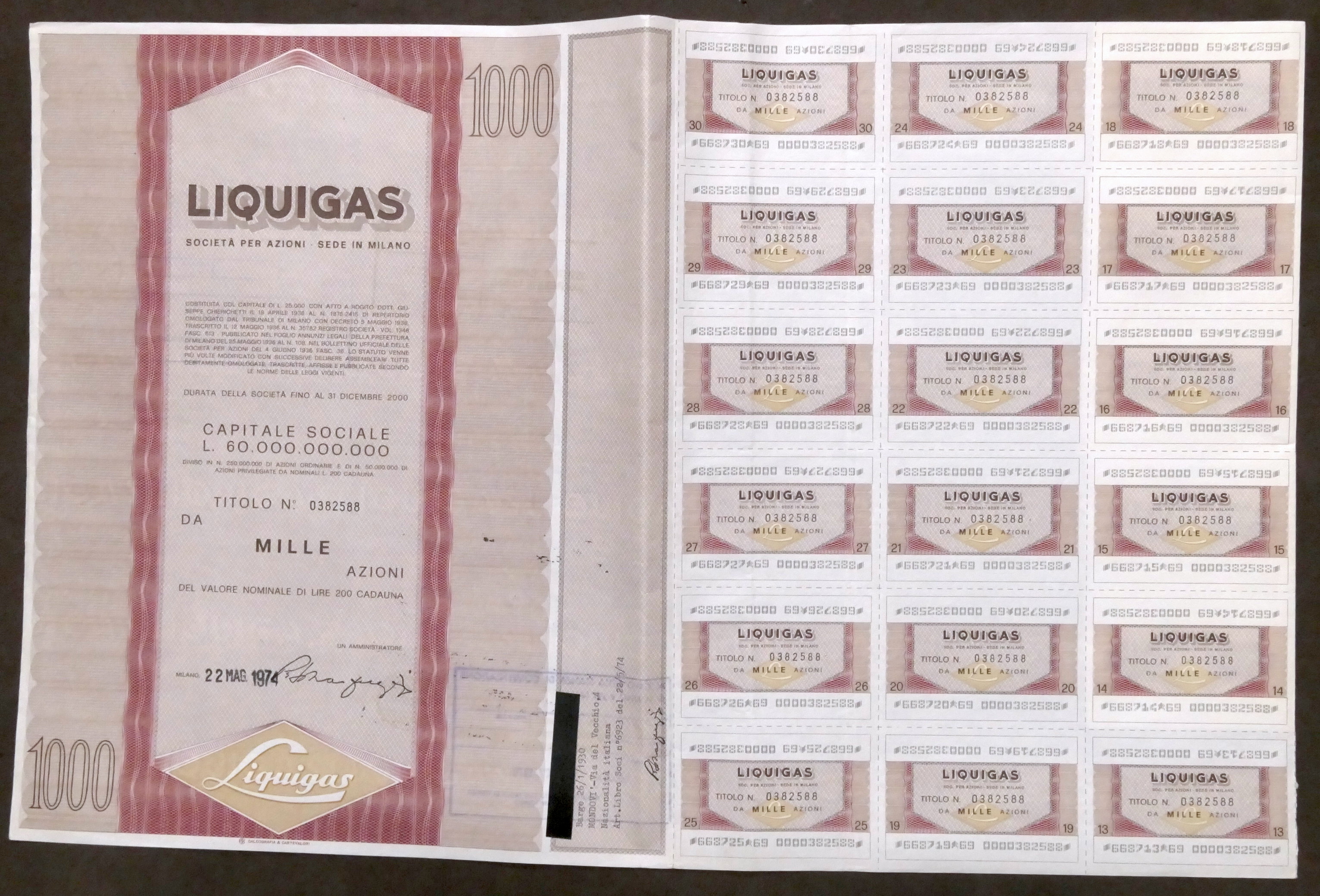 Titolo Azionario - Liquigas - Società per Azioni sede in …