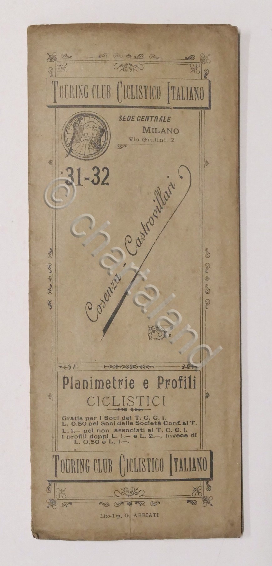 Touring Club Ciclistico Cosenza - Castrovillari Planimetrie Profili 31-32 - …