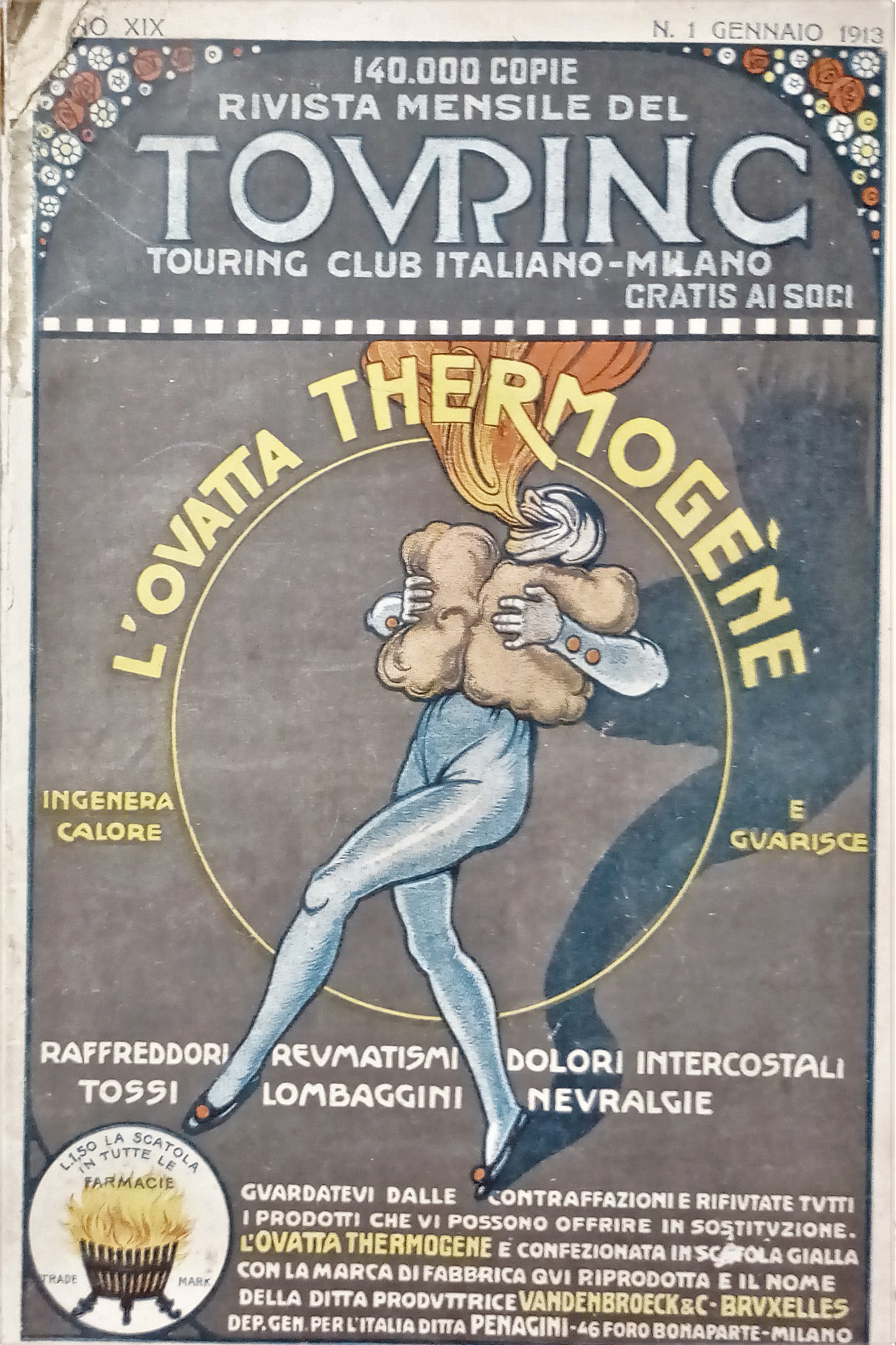 Touring Club Italiano - Milano N. 1 - 1913 Pubblicità …
