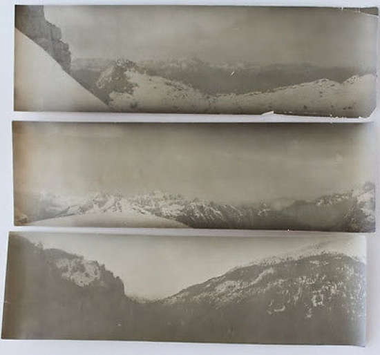 Tre Fotografie panoramiche montagna Alpi Giulie anni '20 Italia Slovenia …