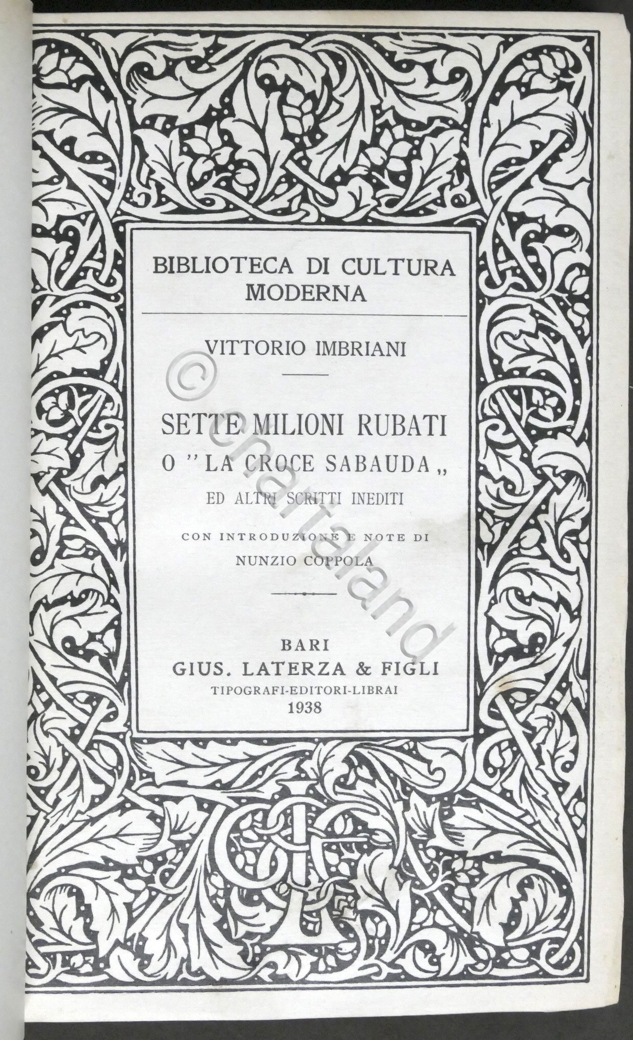 V. Imbriani - Sette milioni rubati o La Croce Sabauda …