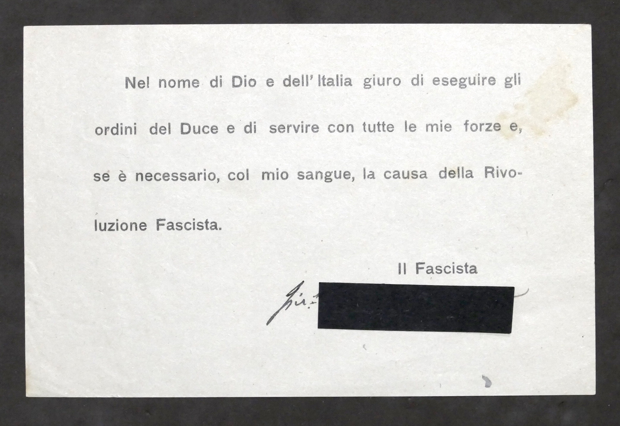 Ventennio - Volantino giuramento Rivoluzione Fascista - anni '20