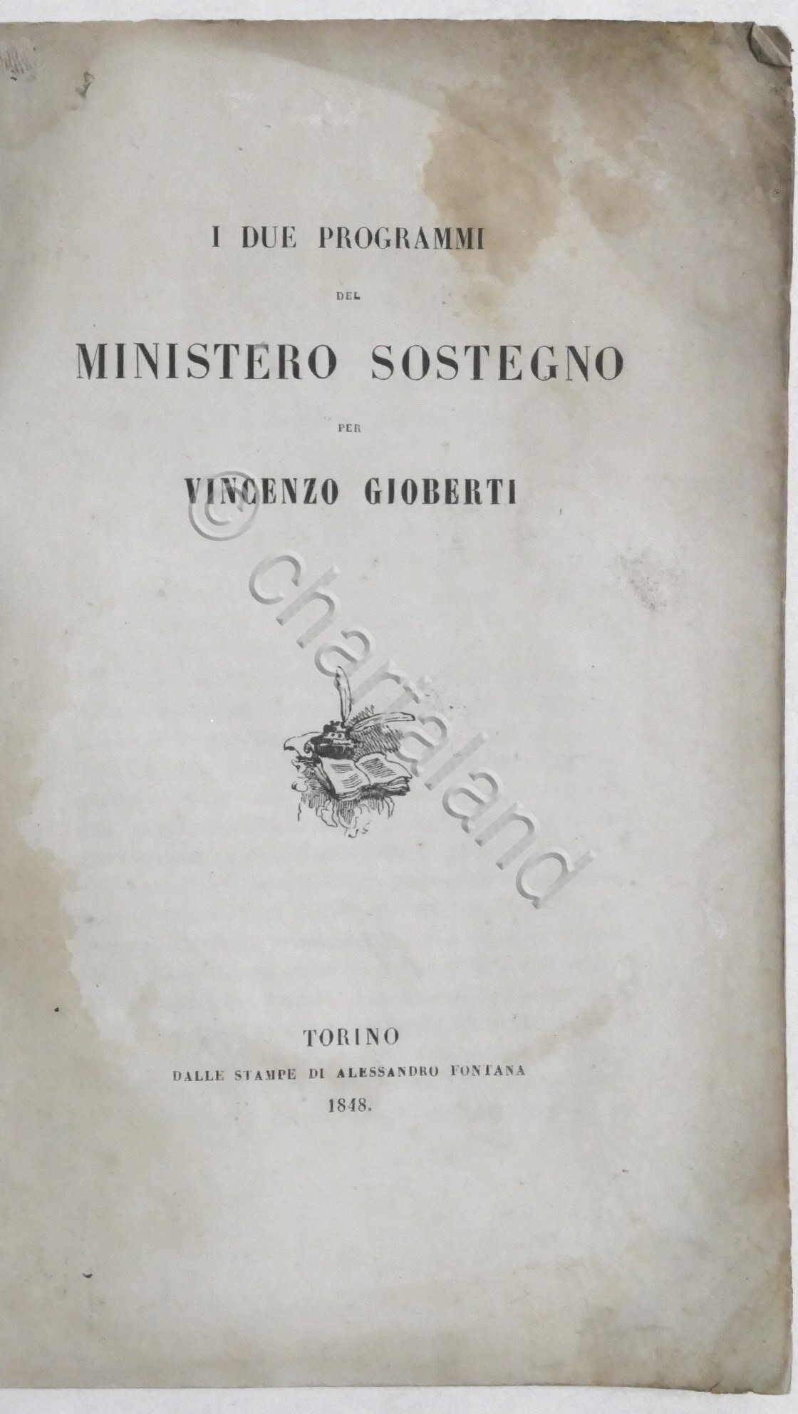 Vincenzo Gioberti - I due programmi del Ministero Sostegno - …